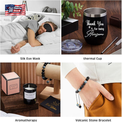 Men’S Gift Basket Set for Him Beard Care Spa Robe Tumbler Birthday Gift Box