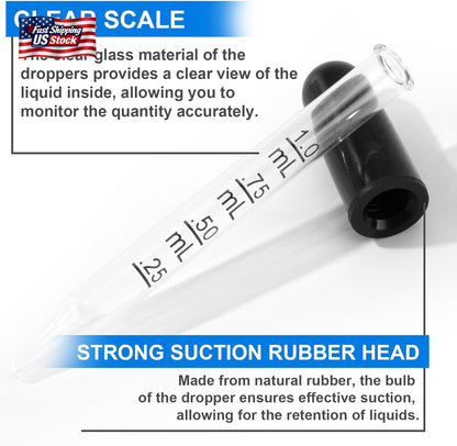 10Pcs Eye Dropper with Durable Rubber Head, 1Ml Glass Dropper, Liquid Droppers F