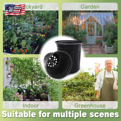 60 Pack 1 Gallon Nursery Pots Plastic Plant Containers Seed Starter Garden Pots
