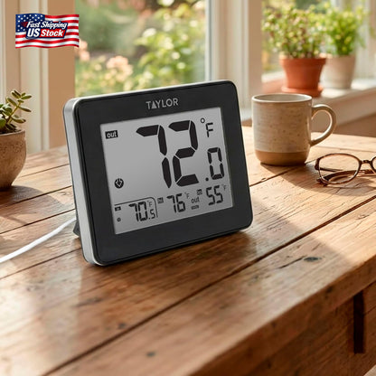 Taylor Wired Digital Indoor Outdoor Thermometer with LED Display, Wired Probe Se