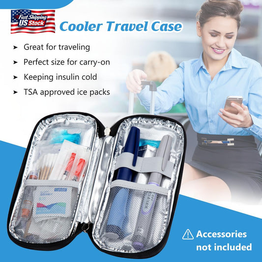 Insulin Cooler Travel Case Diabetic Medication Organizer with Ice Packs Portable