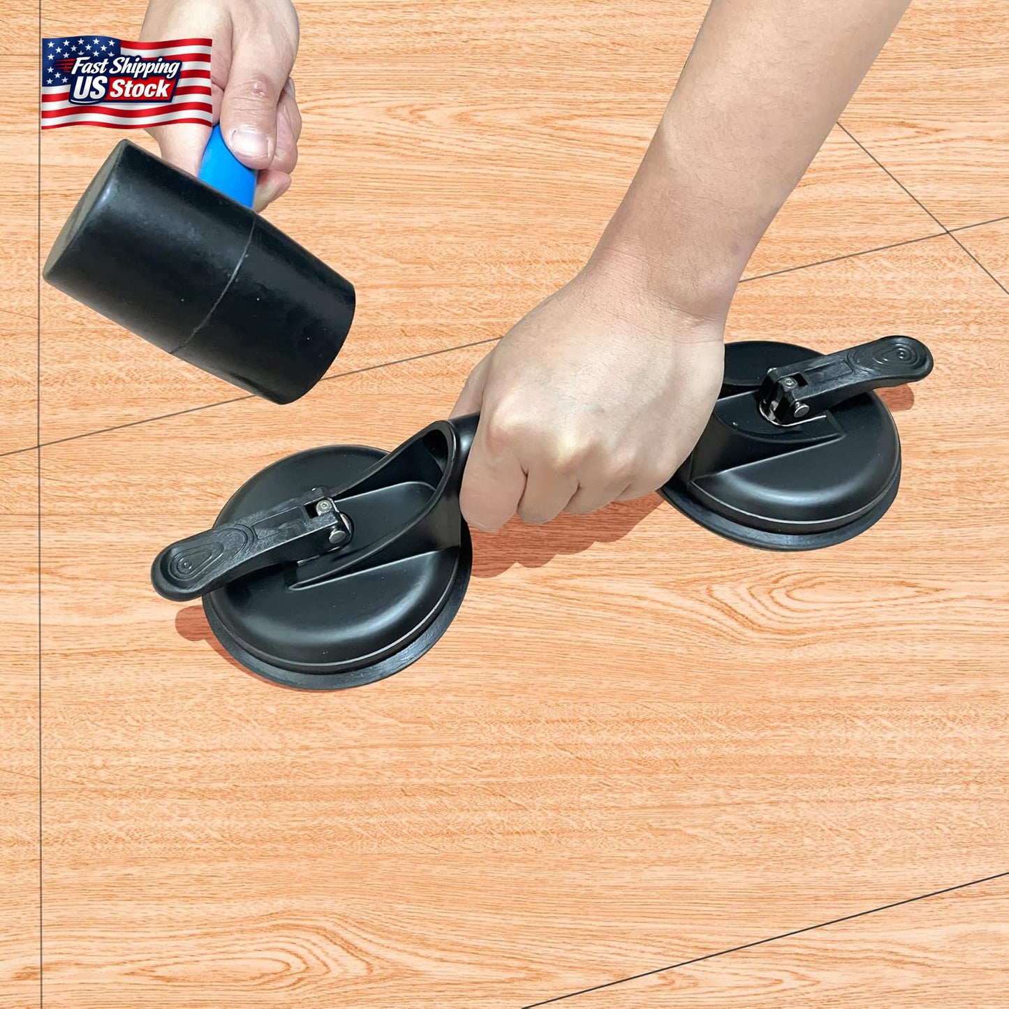 Laminate Floor Gap Fixer Tool Kit Suction Cup Pull Bar & Rubber Mallet Wood Floo