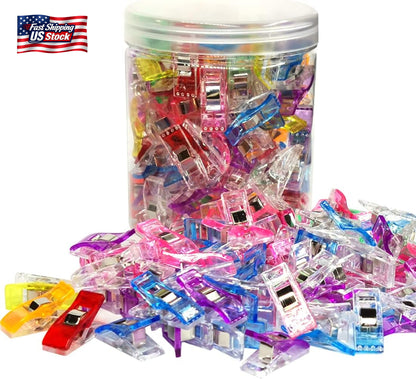 Plastic Sewing Clips, 120 Pcs with Plastic Jar, Premium Quilting Clips for Suppl