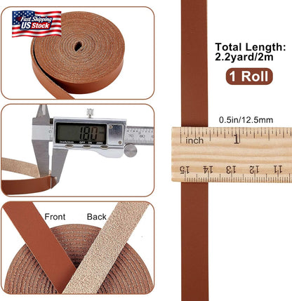 GORGECRAFT 79" Long 1/2" Wide Matte Brown Leather Strap 2Mm Thick Flat Leather L