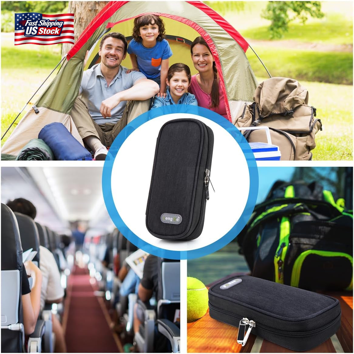 Insulin Cooler Travel Case Diabetic Medication Organizer with Ice Packs Portable