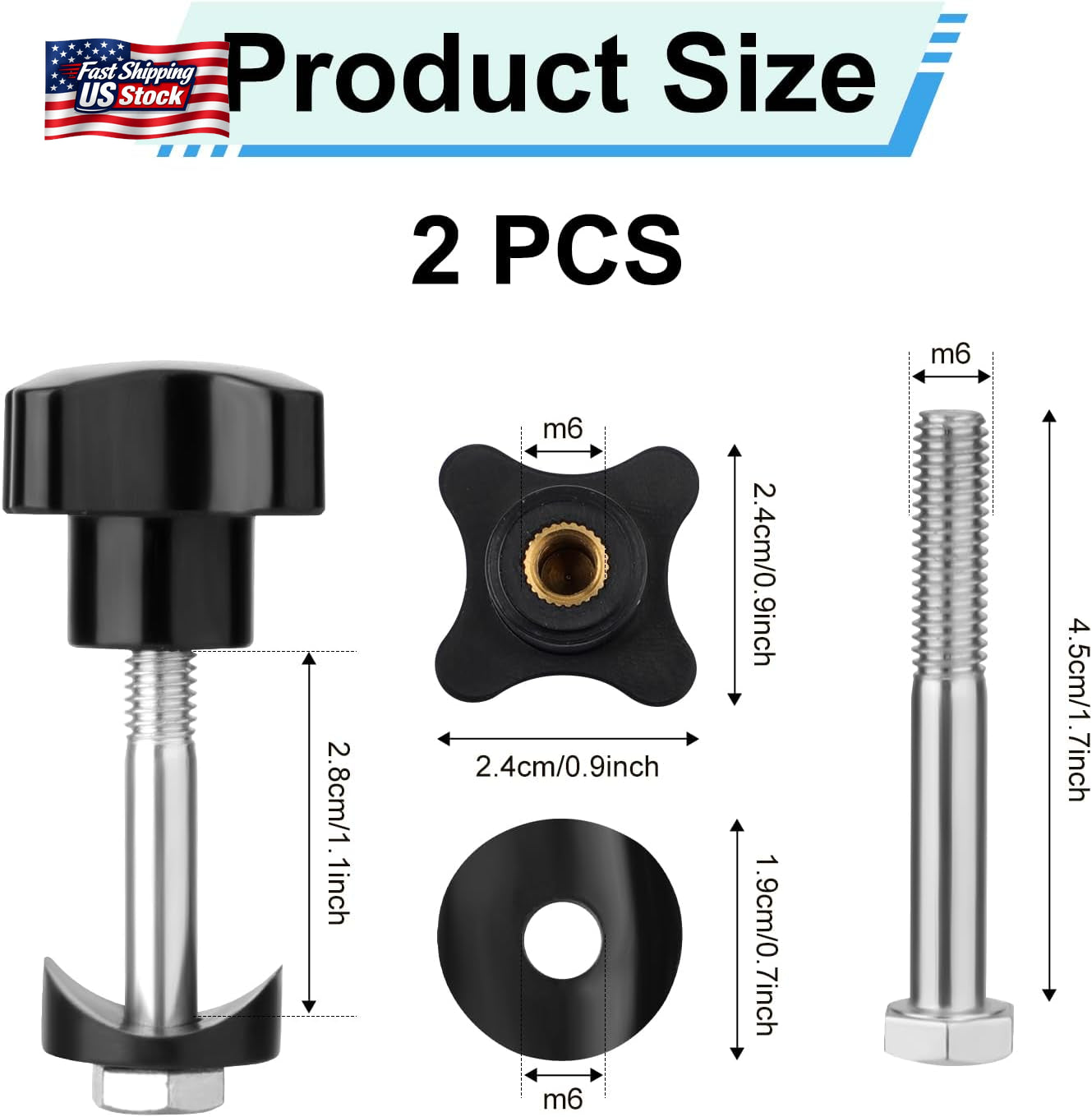 2 Sets Rollator Walker Replacement Knobs Universal Adjustment Handles Repair Par