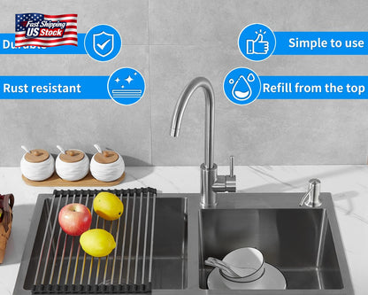 Built in Soap Dispenser for Kitchen Sink, Brushed Nickel Stainless Steel Counter
