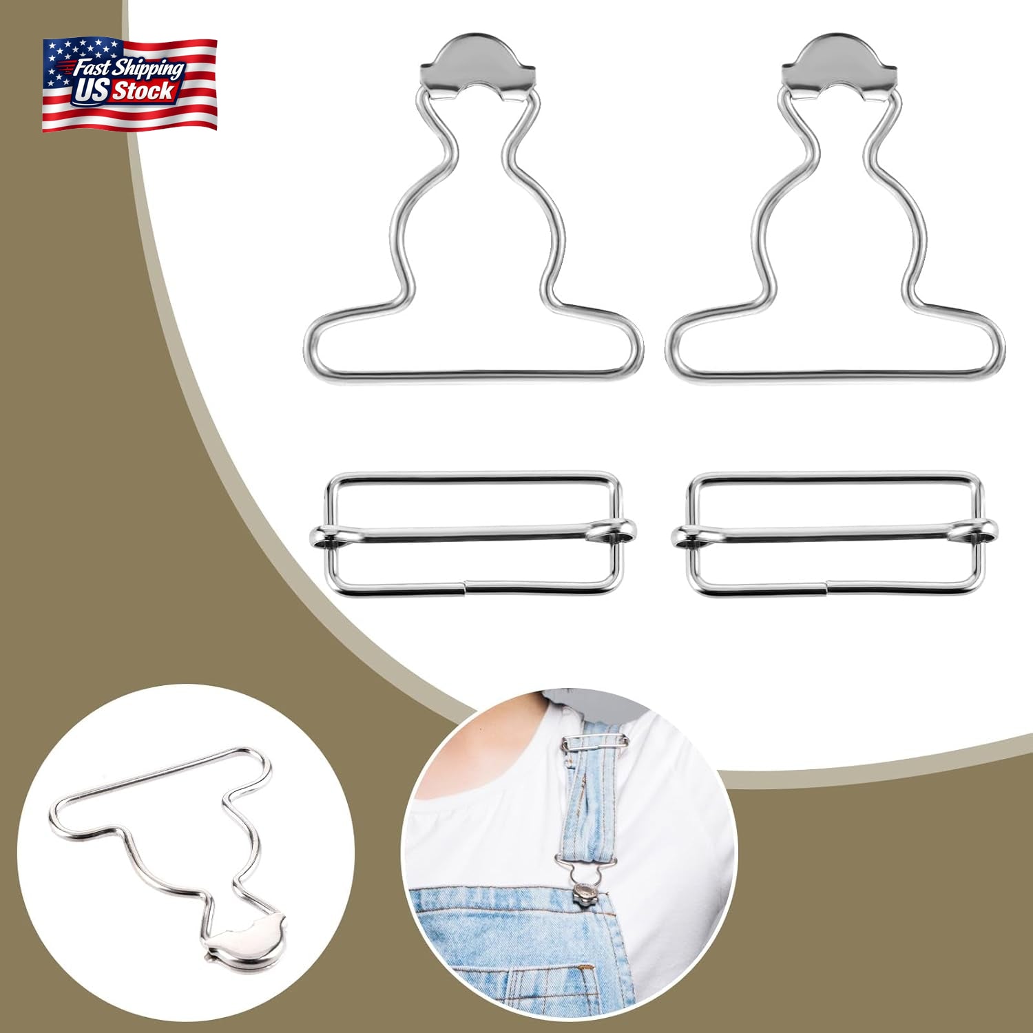 👖 2 Pairs Overall Buckles Replacement – No-Sew Adjustable Jean Overall Clasps