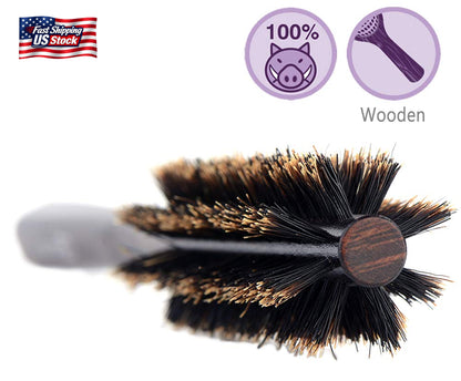 PERFEHAIR Small round Hair Brush for Thin or Short Hair, Mini round Boar Bristle