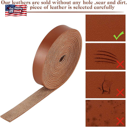 GORGECRAFT 79" Long 1/2" Wide Matte Brown Leather Strap 2Mm Thick Flat Leather L