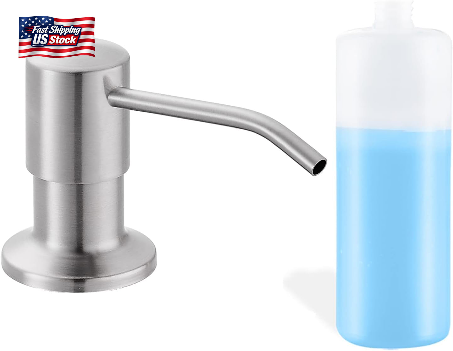 Built in Soap Dispenser for Kitchen Sink, Brushed Nickel Stainless Steel Counter