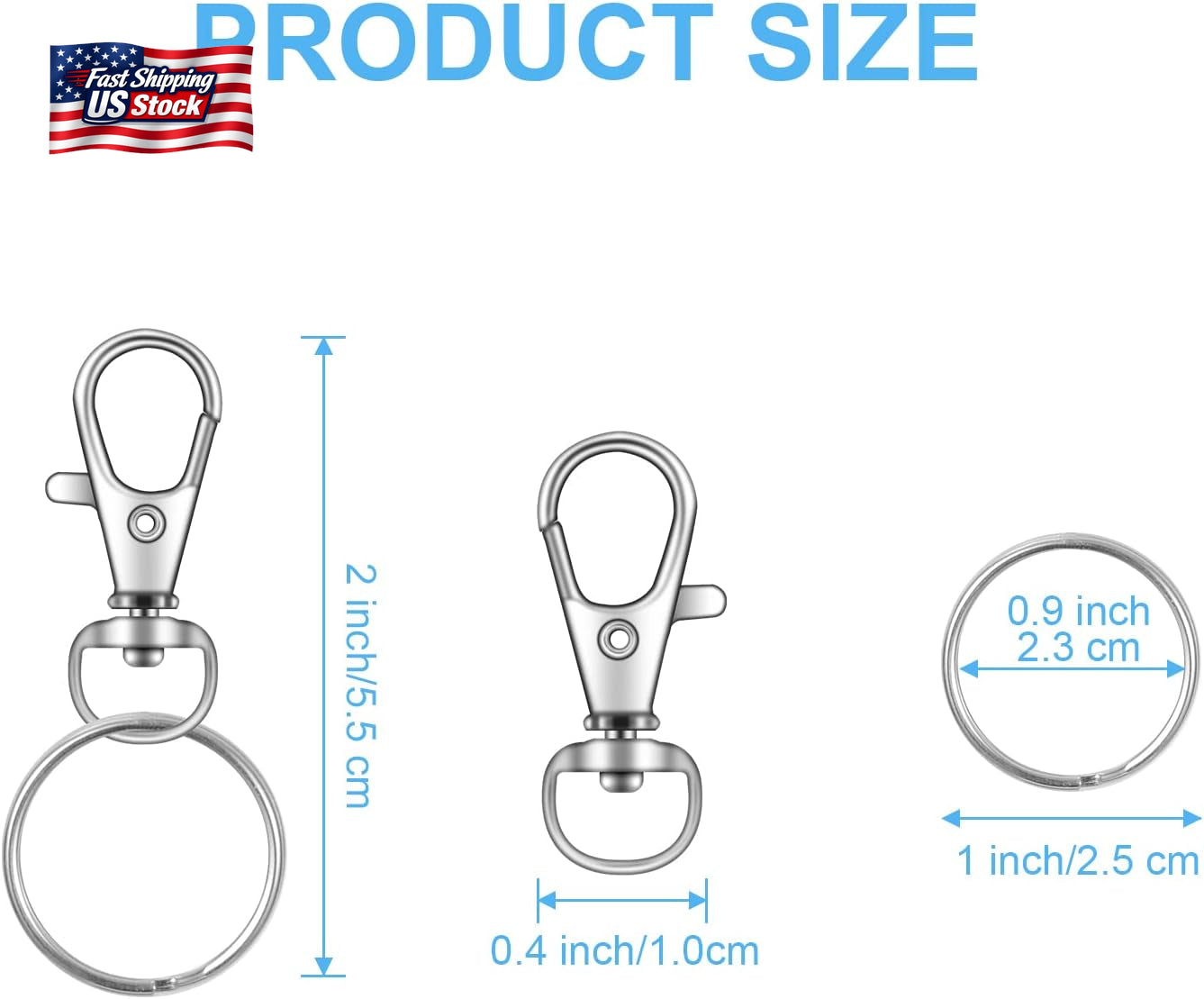 70PCS Swivel Snap Hook Keychain Rings Metal Lobster Clasps for Crafts Lanyards