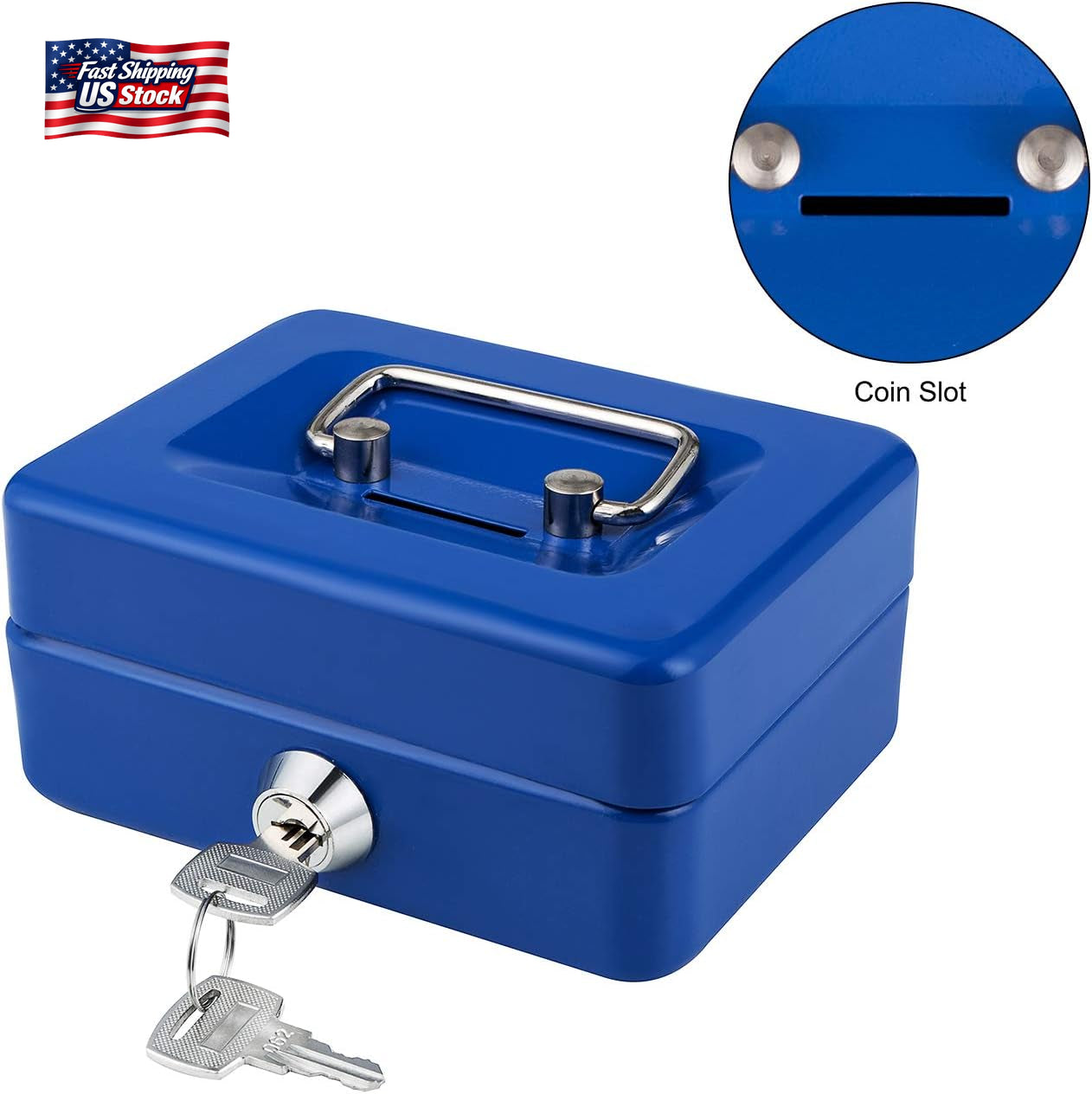 Mini Cash Box with Lock and Slot Small Cash Box with Money Tray Metal Piggy Bank