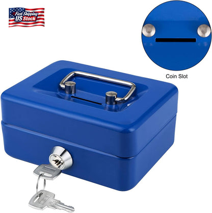 Mini Cash Box with Lock and Slot Small Cash Box with Money Tray Metal Piggy Bank