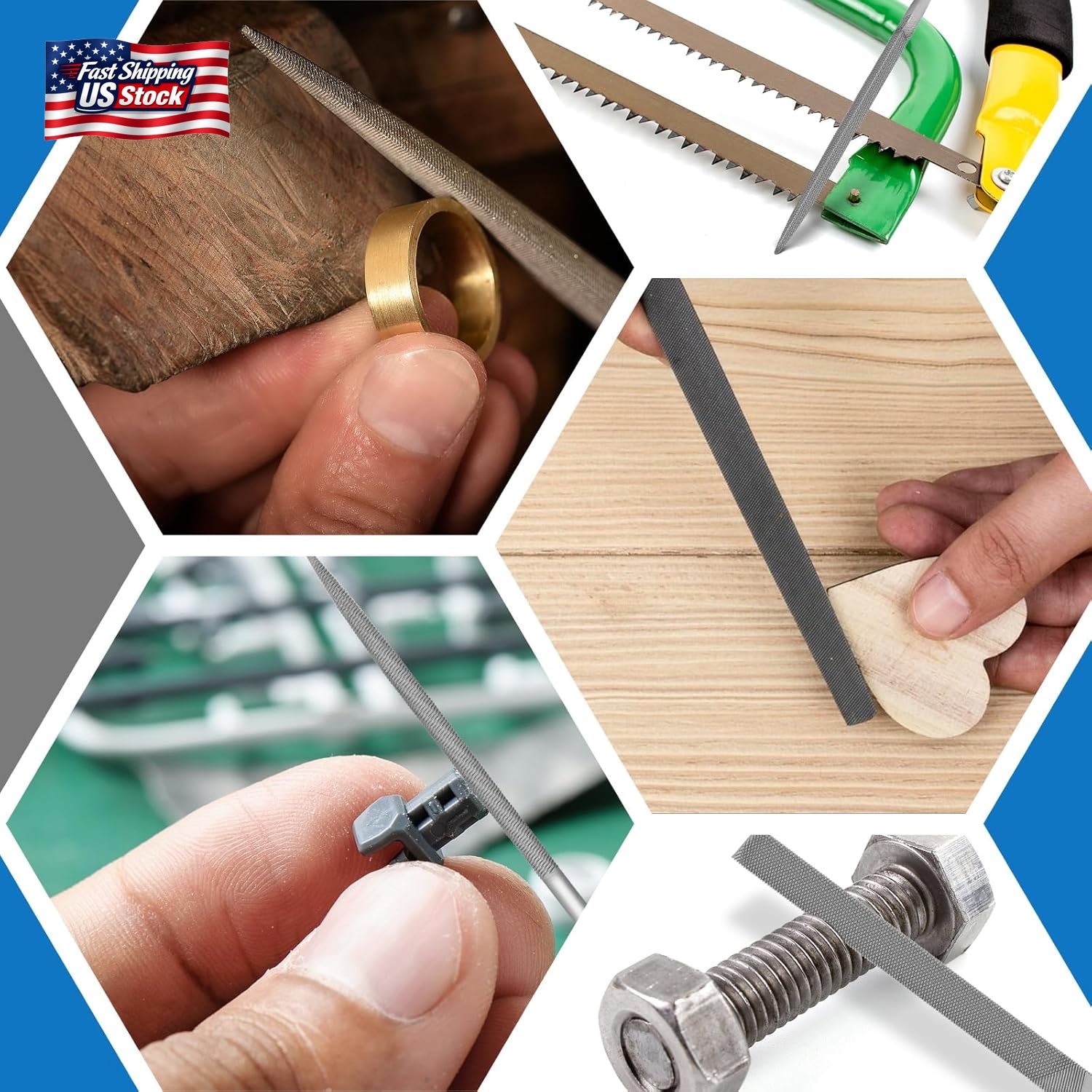 6PC Needle File Set Metal Hand Files Kit for Wood Metal Jewelry Hobby Repair Too
