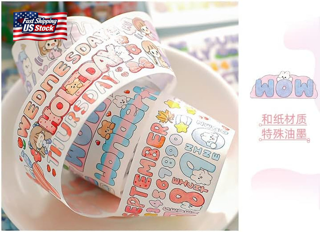 Kawaii Cute Washi Tape Set, Japanese Decorative Masking Tapes Stickers for Journ
