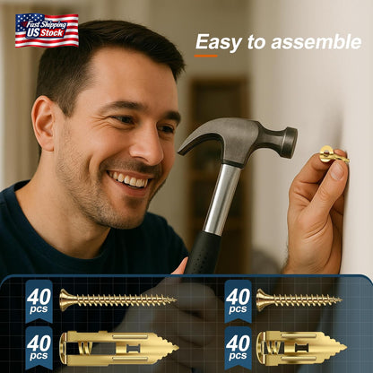 160 Pcs Self Drilling Drywall Anchors with Screws, 2Sizes 80 Sheetrock Anchors &