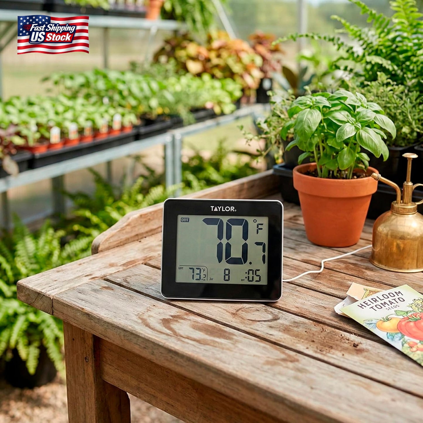 Taylor Wired Digital Indoor Outdoor Thermometer with LED Display, Wired Probe Se
