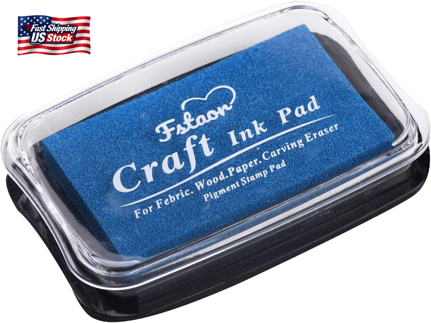 Fstaor Large Blue Ink Pad for Rubber Stamps, Non-Toxic Washable Safe Stamp Pads