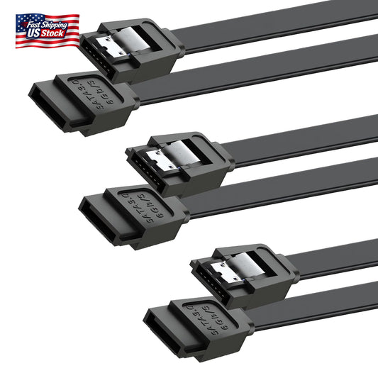 SATA Cable III for SSD HDD Data,3 PCS 6Gbps Straight Angle 15 Inch Sata Data Cab