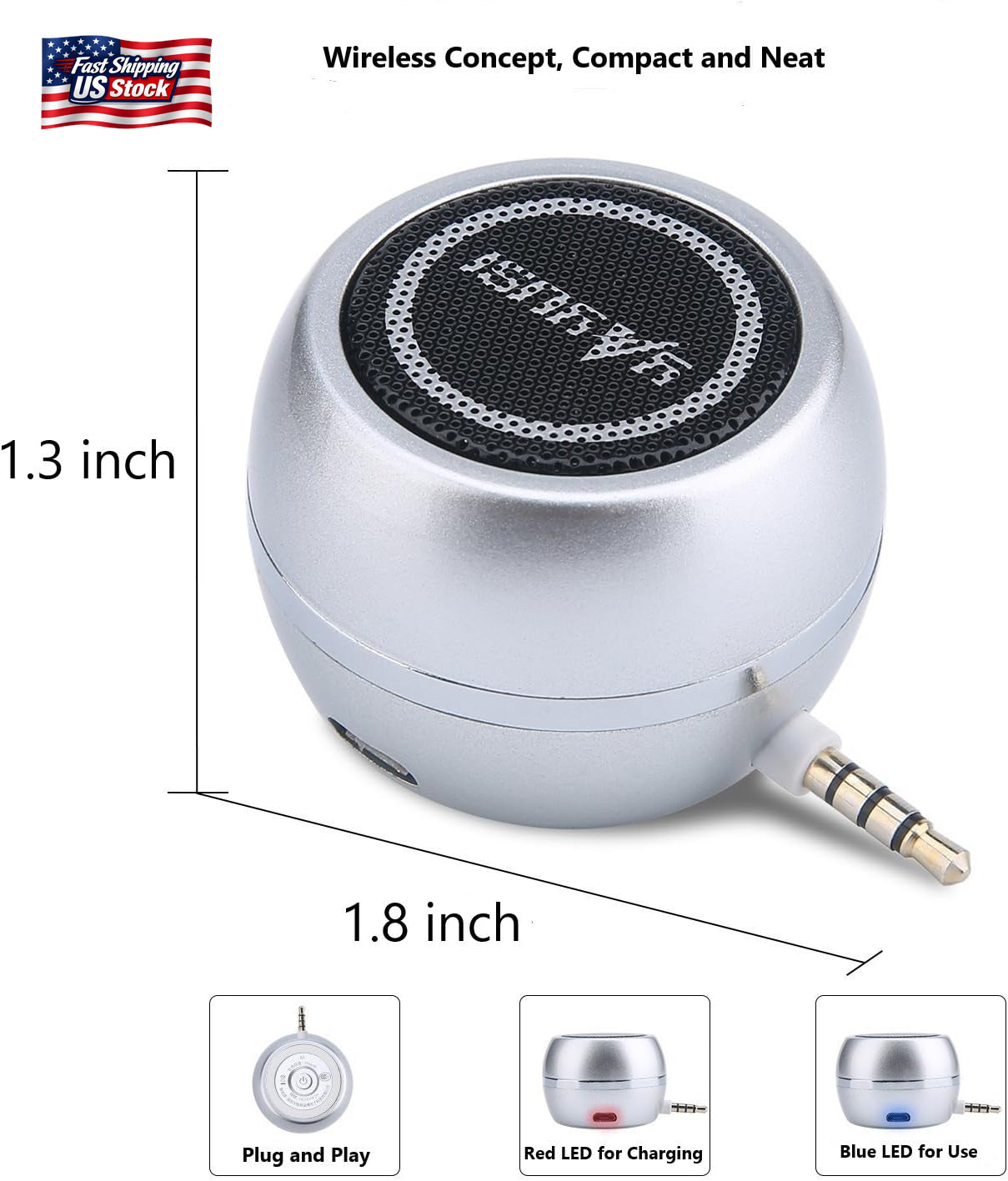 Mini Portable 3W Speaker 3.5Mm AUX Plug Mobile Phone Laptop External Speaker