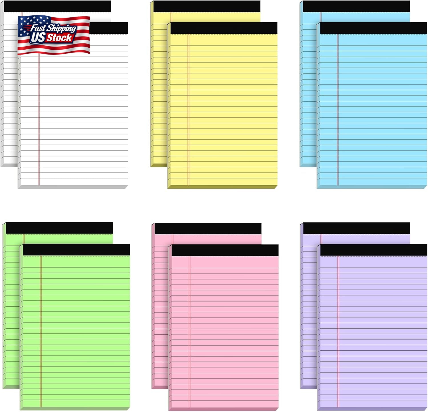 AILZFEI 12Pcs Small Legal Pads 5X8 Colored Note Pads Paper College Ruled Notepad