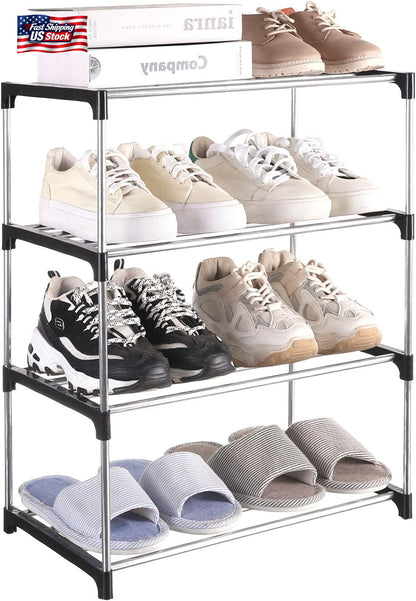 Small Shoe Rack, Narrow Stackable Shoe Shelf Organizer for Entryway, Doorway And