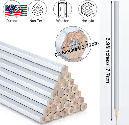 Tondiamo 48 Packs Silver Welders Pencils 7 Inch Metal Marking Pencil Silver Meta