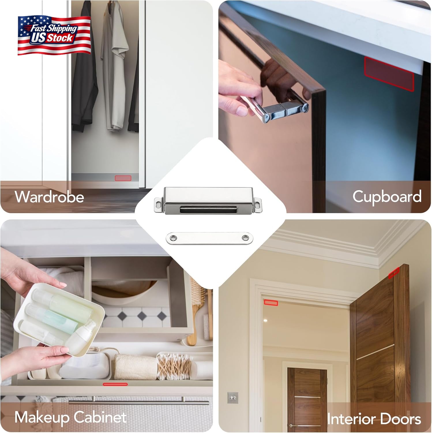 Ravinte 2 Pack Cabinet Magnets for Closure, 90Lbs Heavy Duty Concealed Magnetic