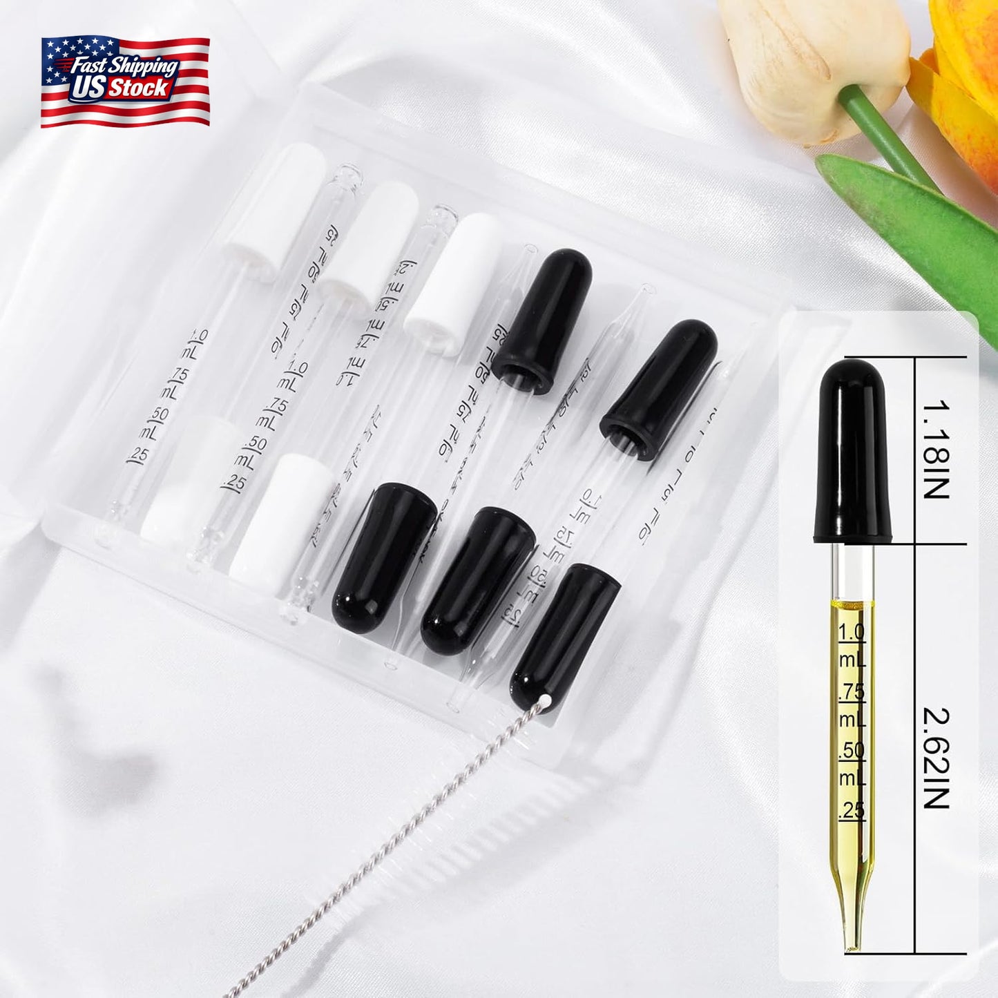 10Pcs Eye Dropper with Durable Rubber Head, 1Ml Glass Dropper, Liquid Droppers F