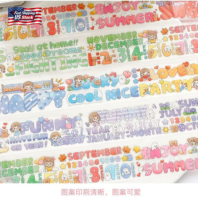 Kawaii Cute Washi Tape Set, Japanese Decorative Masking Tapes Stickers for Journ