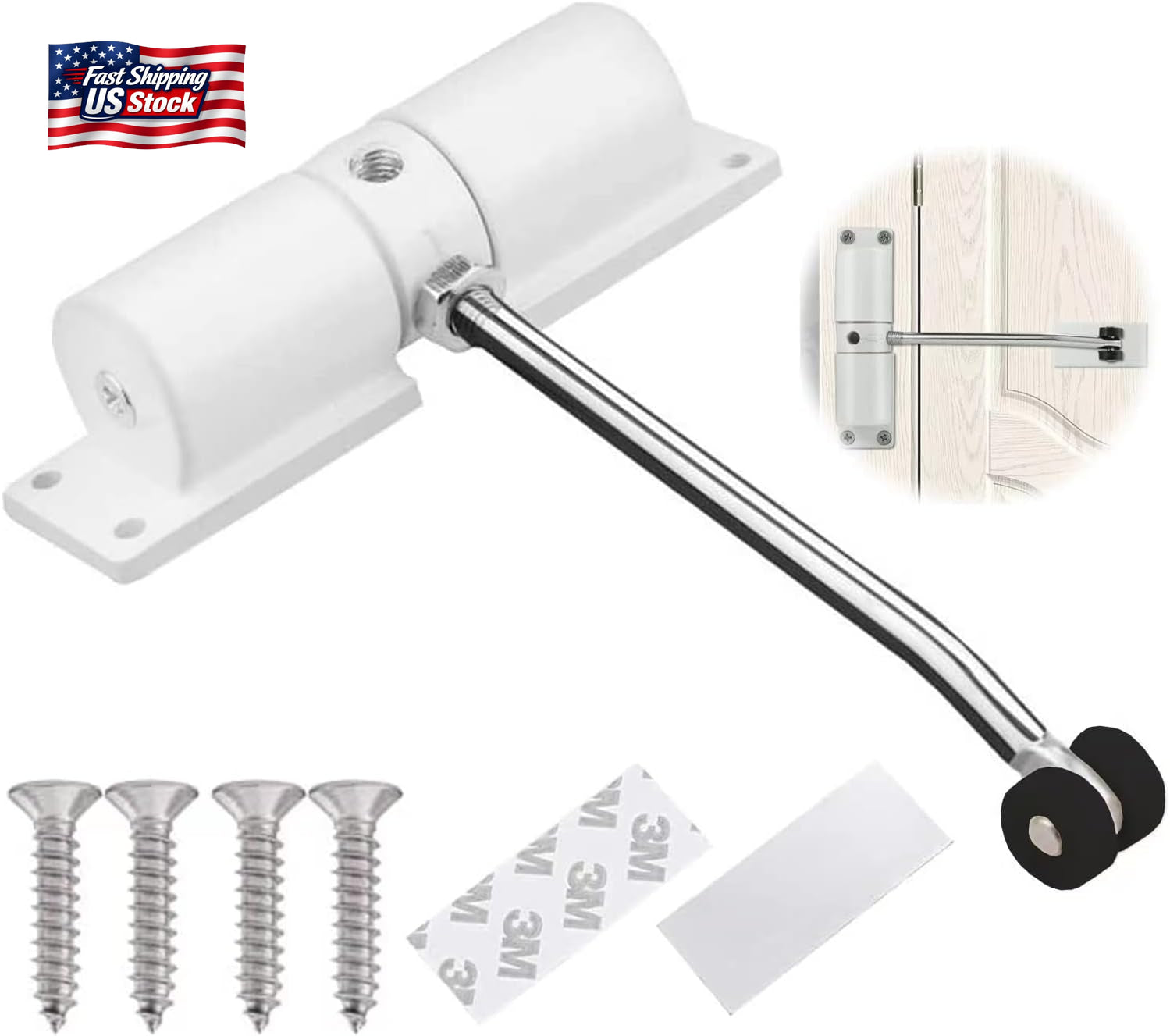 Automatic Door Closer, Zinc Alloy Safety Spring Door Closer Adjustable 30 Kg Clo
