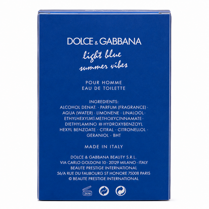 Dolce & Gabbana Light Blue Summer Vibes Pour Homme EDT 125Ml 4.2Oz Men’S Cologne